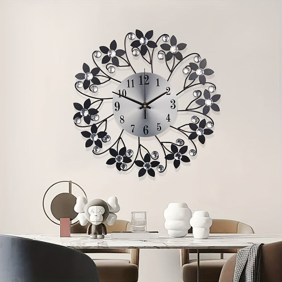 Silent Metal Wall Clock – Round Decorative Clock for Living Room