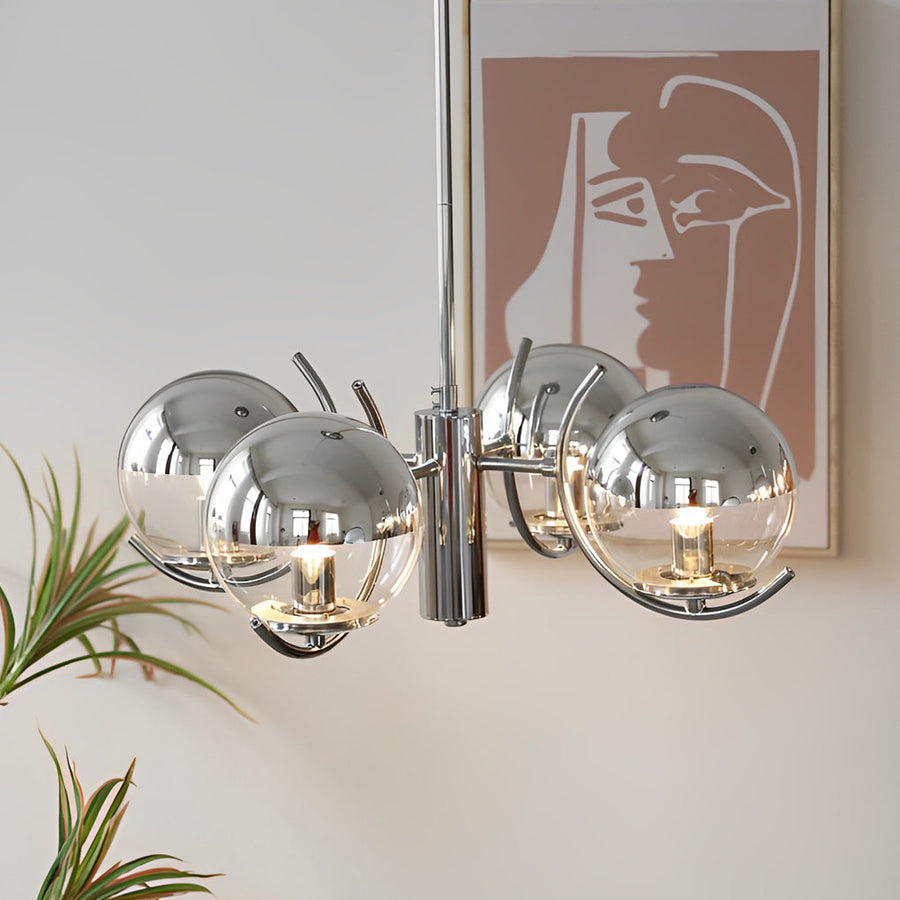 4/5-Light Glass Globe Ball Iron Nordic Chandelier