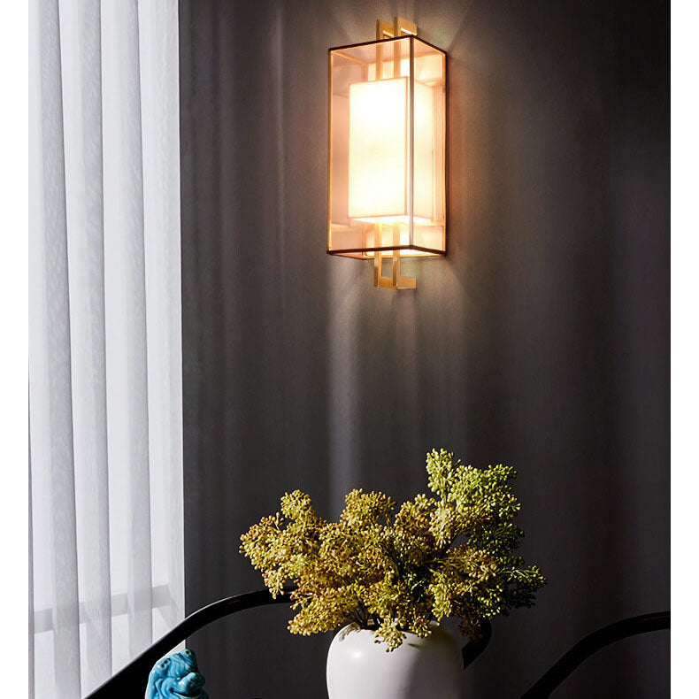 Minimalist 1-Light Fabric Wall Light - Chinese Elements