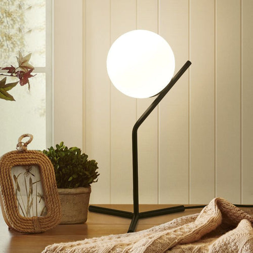 GlobeGlow - Modern Table Lamp with White Glass Shade