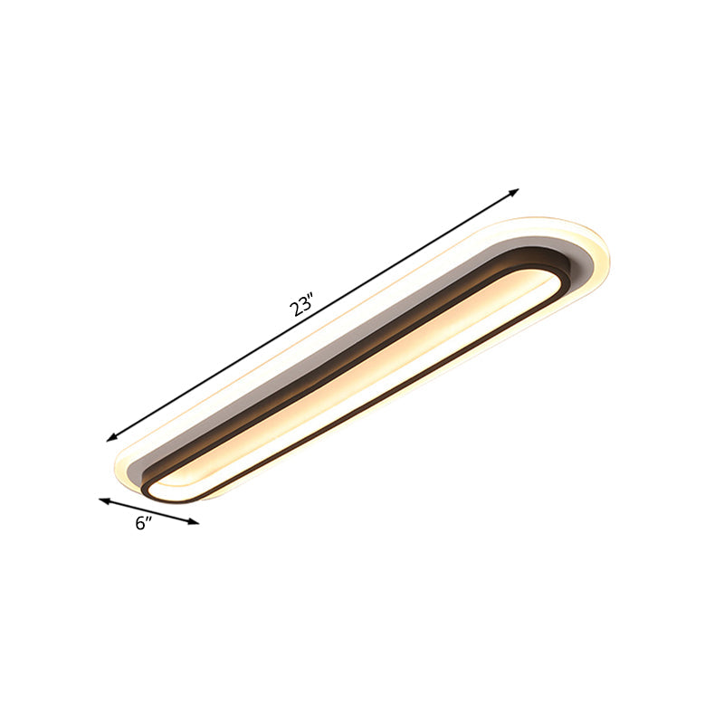 Oval LED Ceiling Light Black/White with Acrylic Diffuser