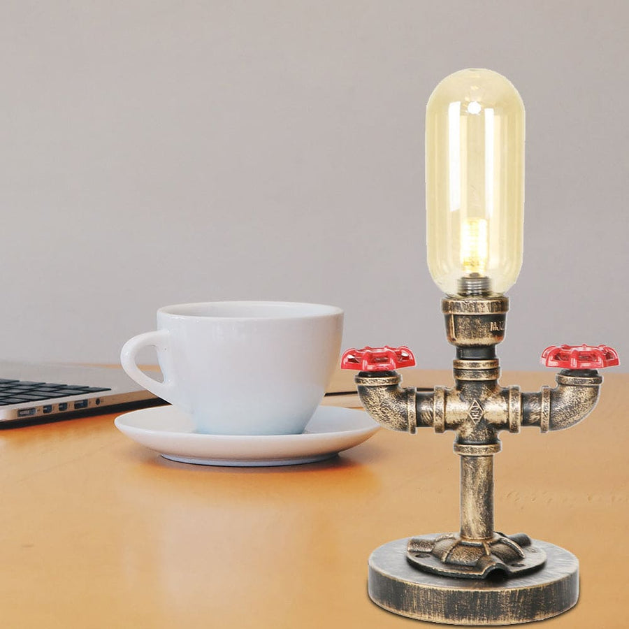RoboGlow - Modern Table Lamp with Industrial Design and Metal Pipe