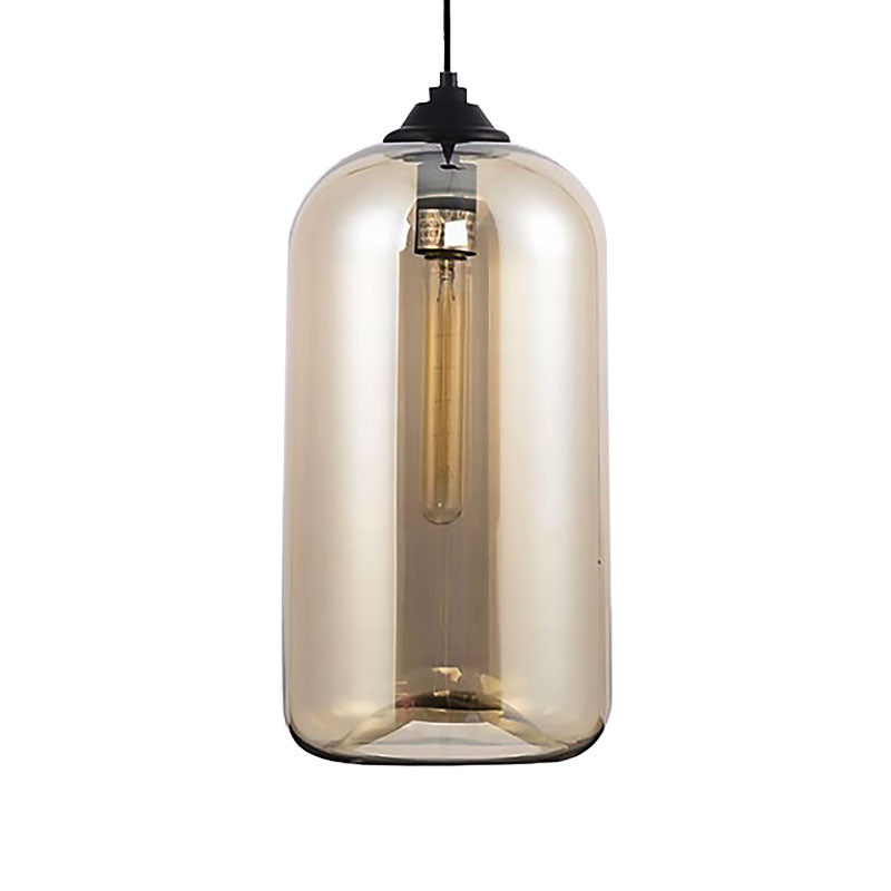 Wide Glass Pendant Light - Modern 1-Light Black Lamp