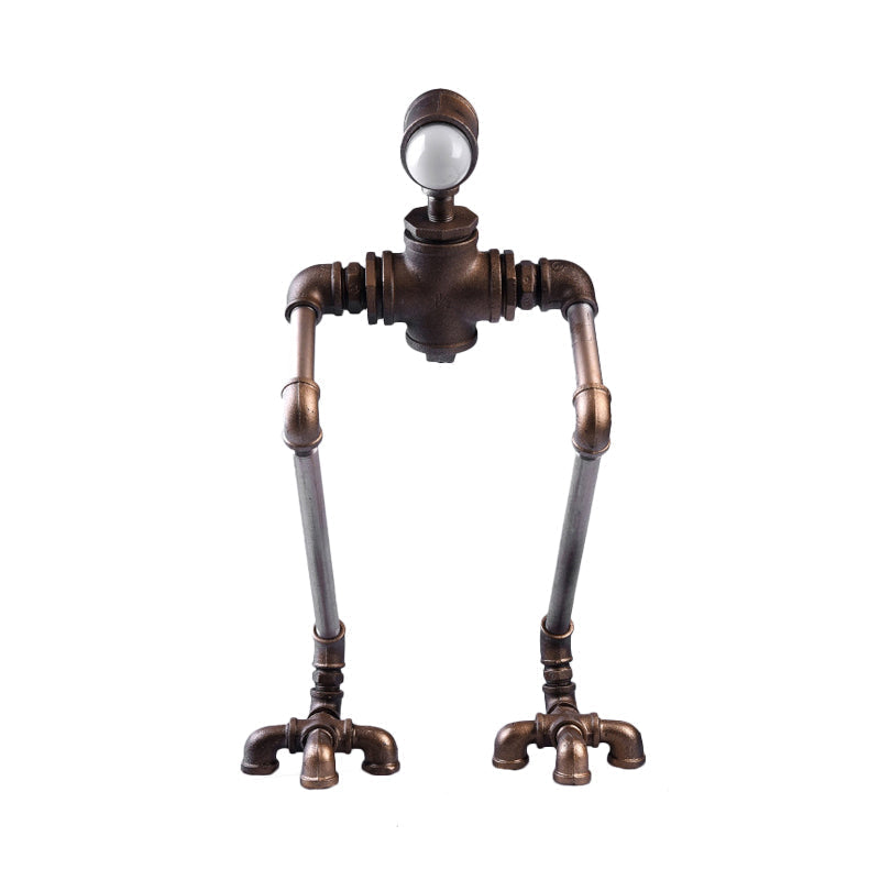Steampunk Table Lamp - Iron Night Light with Long Legs and Warm White Light