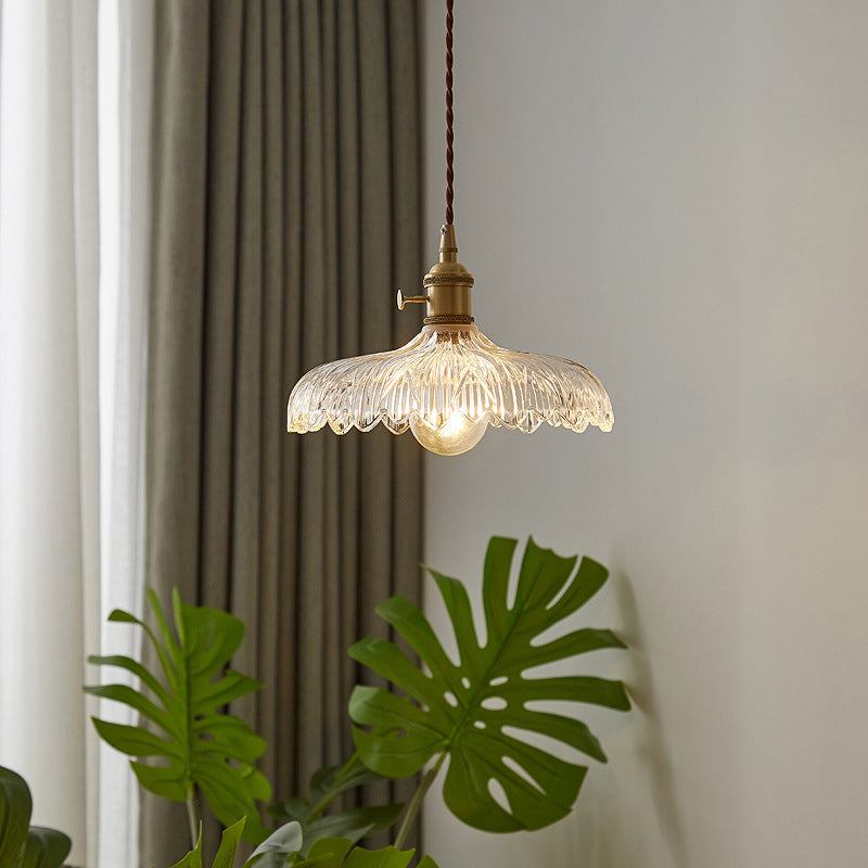 Nova Industrial Pendant Light with Wavy Rim Clear Glass