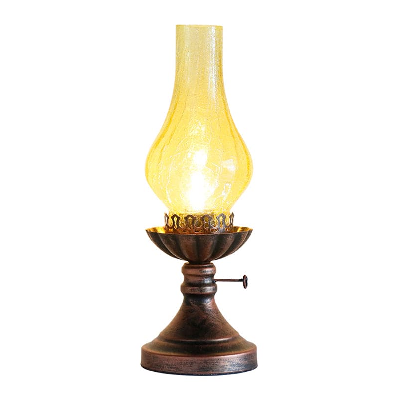 GlowThijs - Retro Nightstand Lamp with Crackle Glass Shade