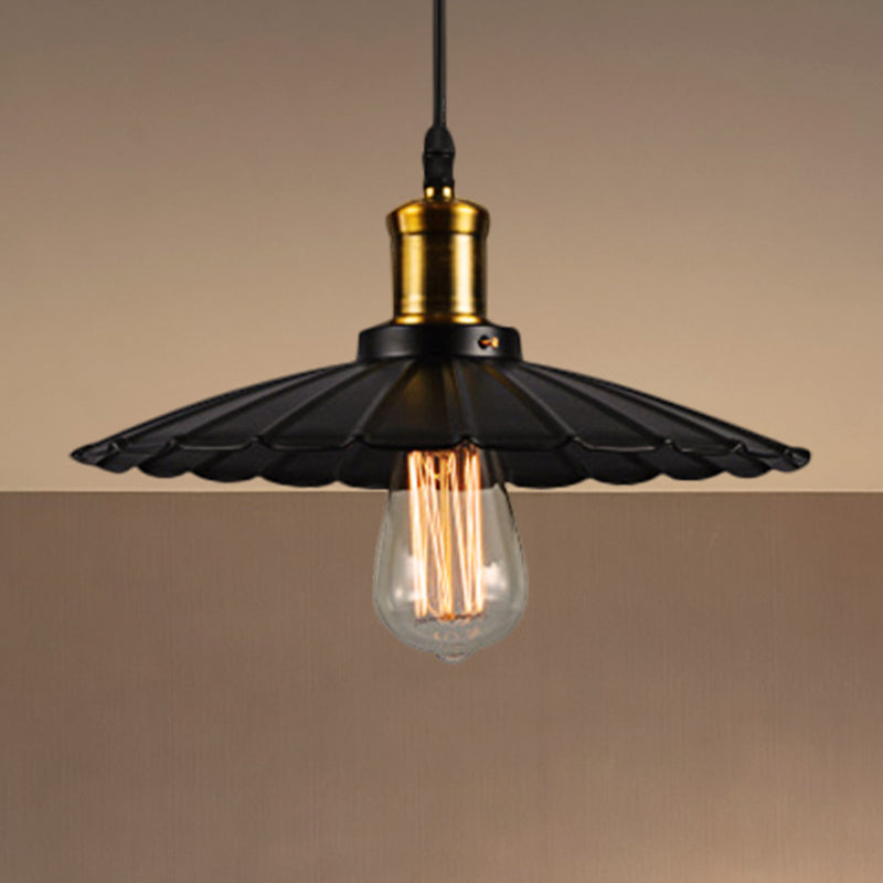 Industrial Wavy Pendant Light 1-Light in Black/White