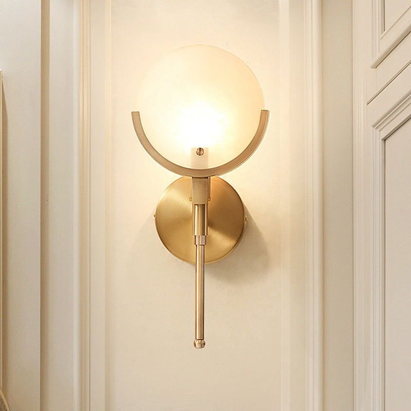 Colonial Lamp - Oval Milk Glass Wall Light in Copper for Living Room