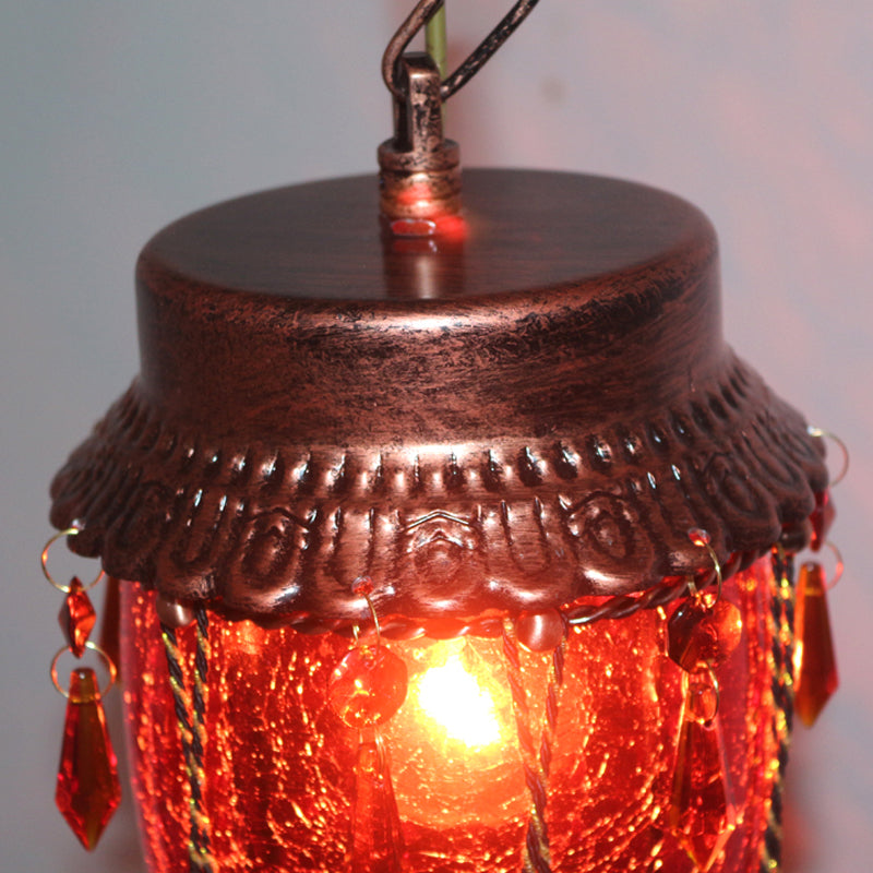 Vintage Style Pendant Light - Conical Glass Red/Yellow/Blue