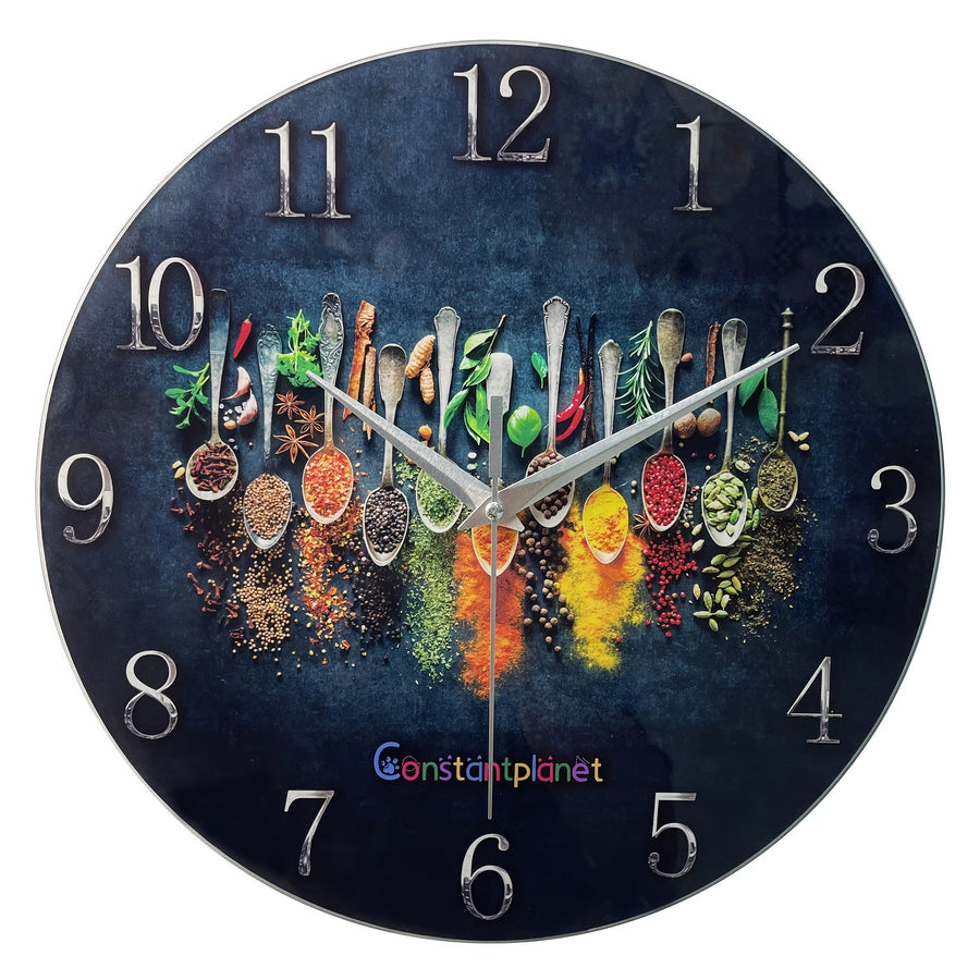 SpiceTime – Luxury Silent Wall Clock with Herb Pattern
