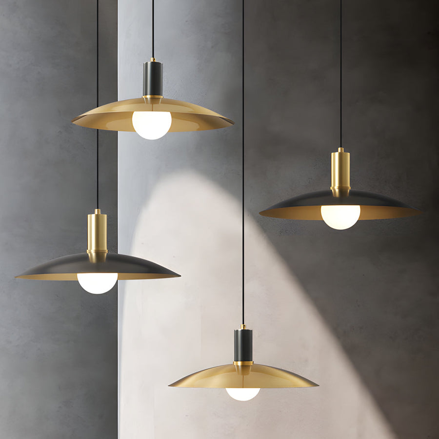 1-Light Mid-Century Brass Pendant Light