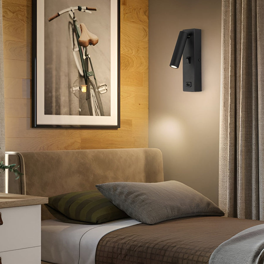 LuxiLicht - Modern Adjustable LED Wall Light with Switch and USB Charging Port
