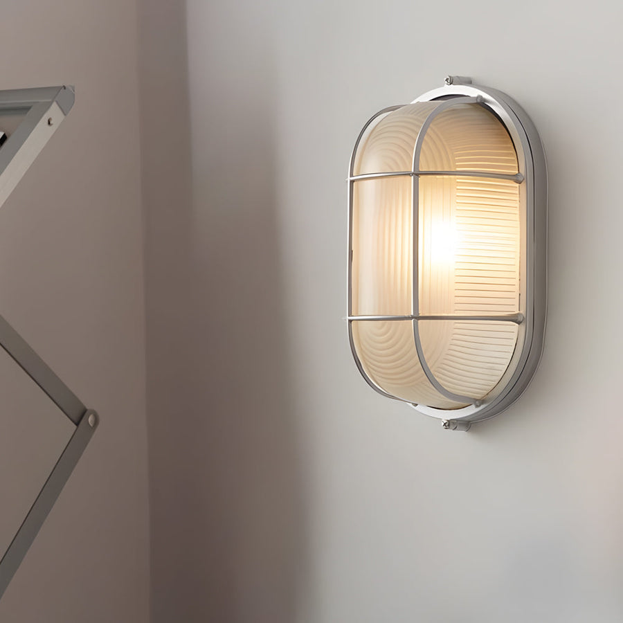 1-Light Retro Industrial Oval/Round Outdoor Wall Lamp