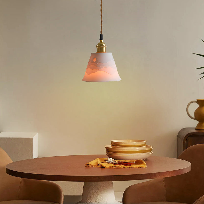 MountainGlow - Mid-Century Ceramic Pendant Light with Mountain Motif