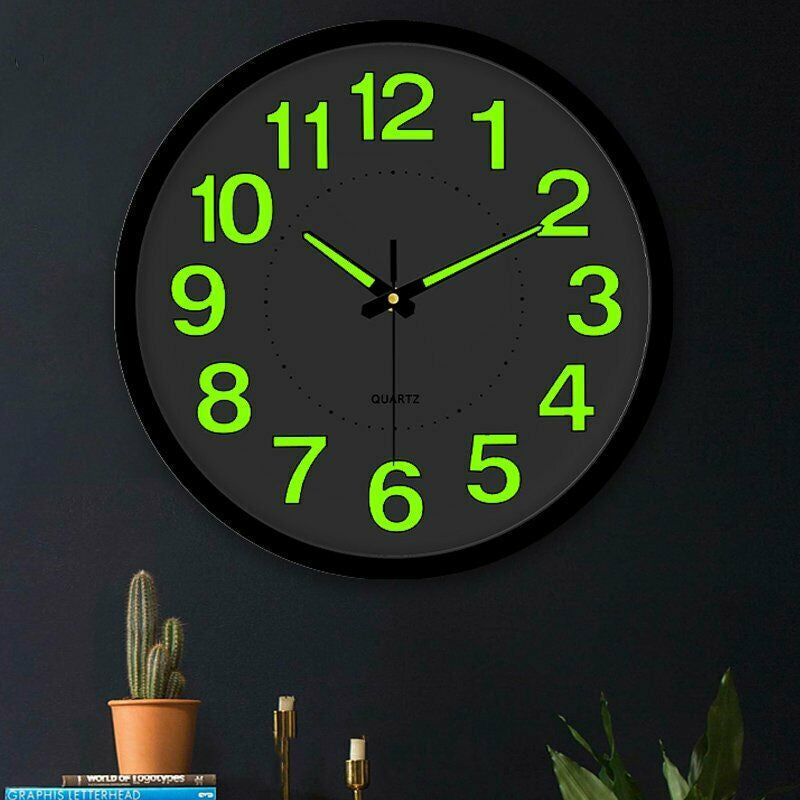 Glow-in-the-Dark Plastic Wall Clock