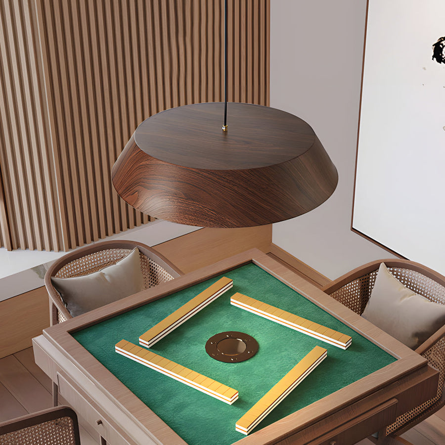 Round Wood Japanese Style LED Pendant Light