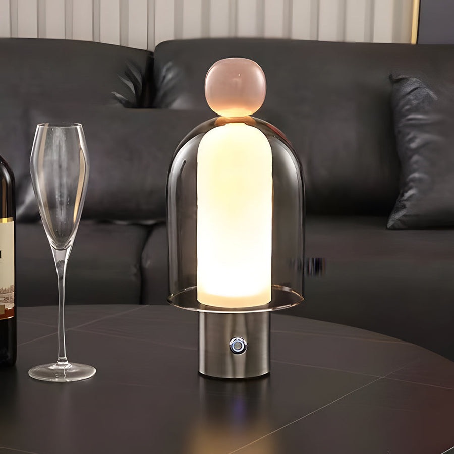 GlowFlow - Glass Rechargeable Table Lamp with LED Dimmer