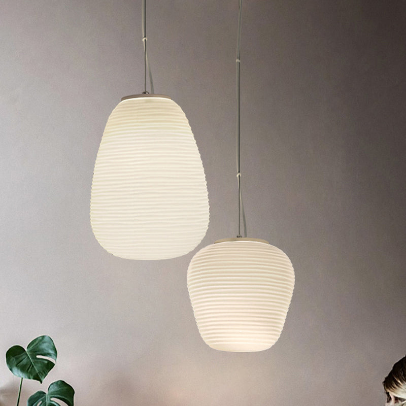 Ceiling Pendant Light - Modern Ribbed Glass Lamp