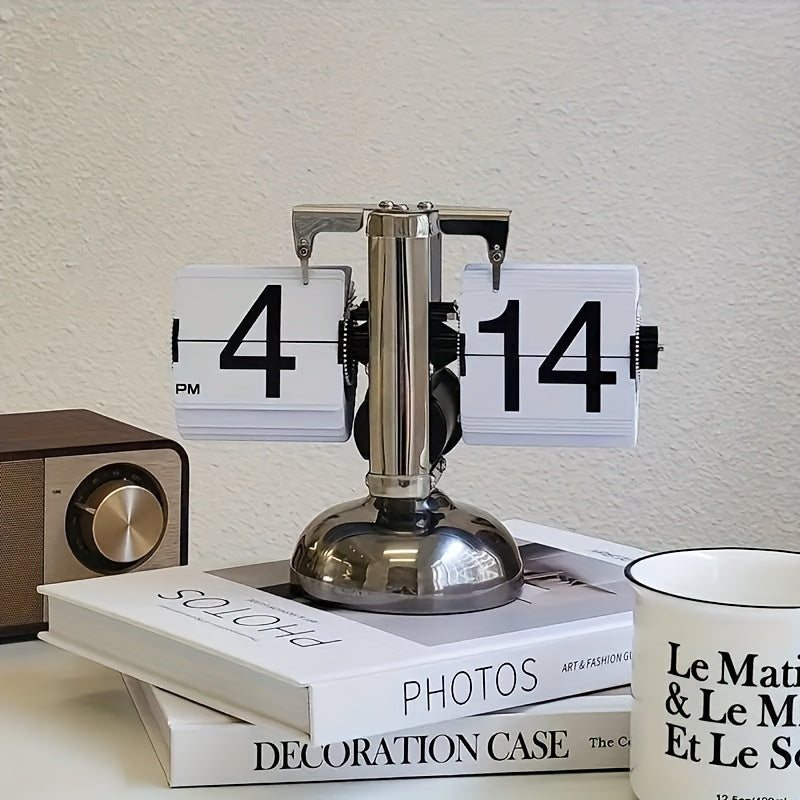 ClocTeck Automatic Flip Page Clock – Retro Desk Clock for Home & Office Décor