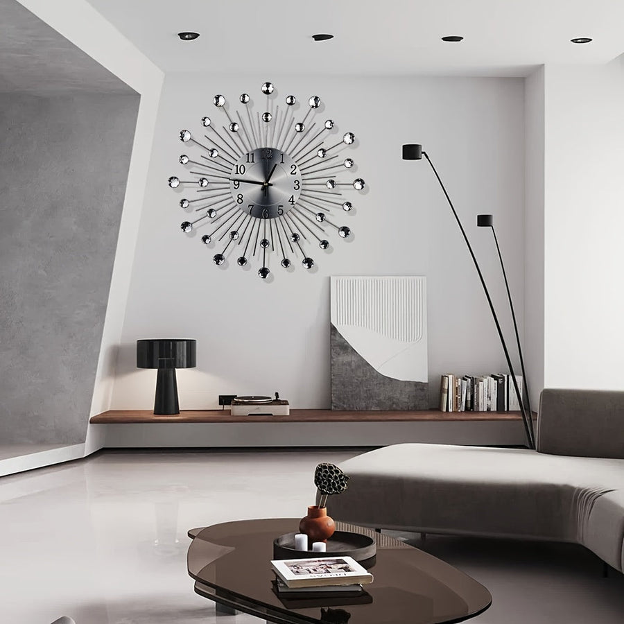 LuxeTime – Silent Wall Clock with Crystal Accents