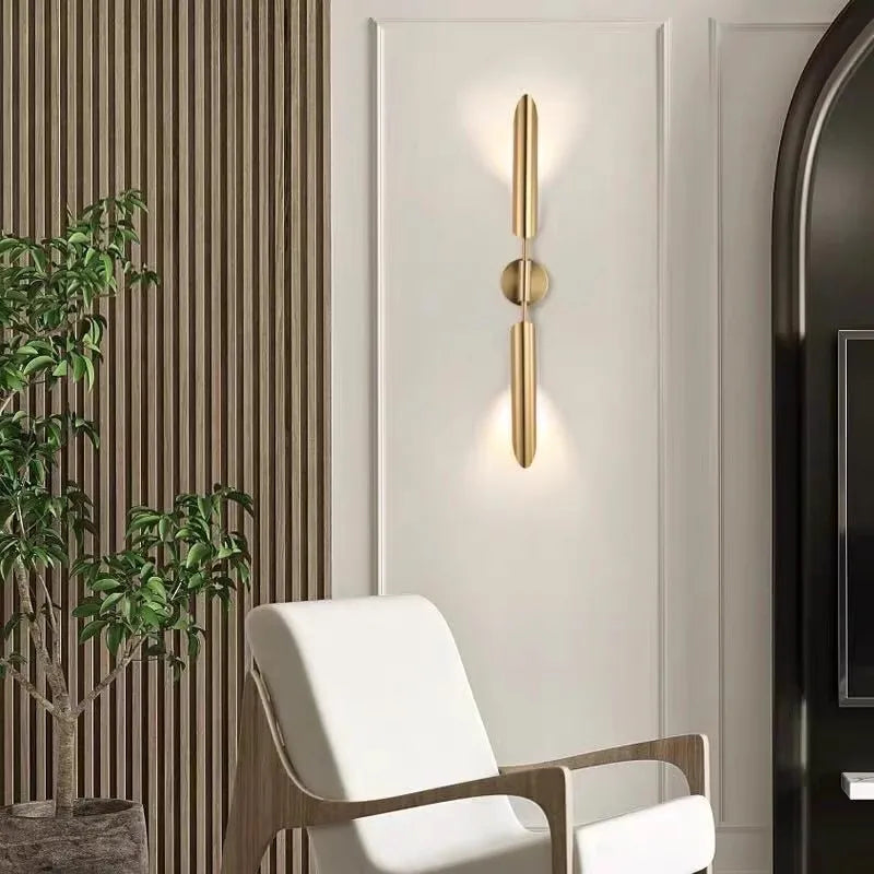 GoldenGlow – Minimalist LED Wall Lamp for Living Room and Bedroom