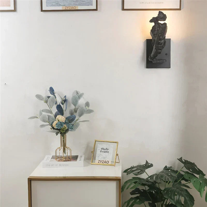 GoldenGaze - Modern Art Deco Wall Lamp with Golden Face Design