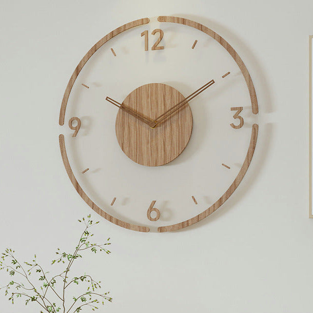 Nordic Silent Solid Wood Wall Clock – 14 Inch
