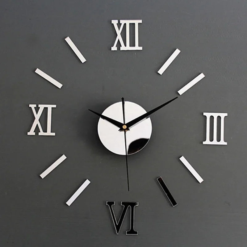 3D Mirror – Roman Numeral DIY Wall Clock for Modern Décor