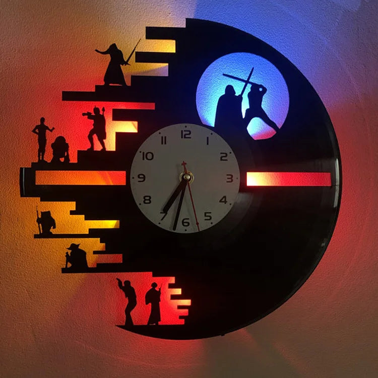 StarWarsVinyl – Decorative LED Wall Clock for Bedroom & Living Room