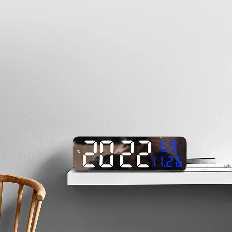 LED Digital Wall Clock with Temperature and Humidity Display