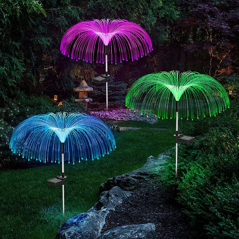 3-Pack Solar Fiber Optic Lights with Jellyfish Design for the Garden