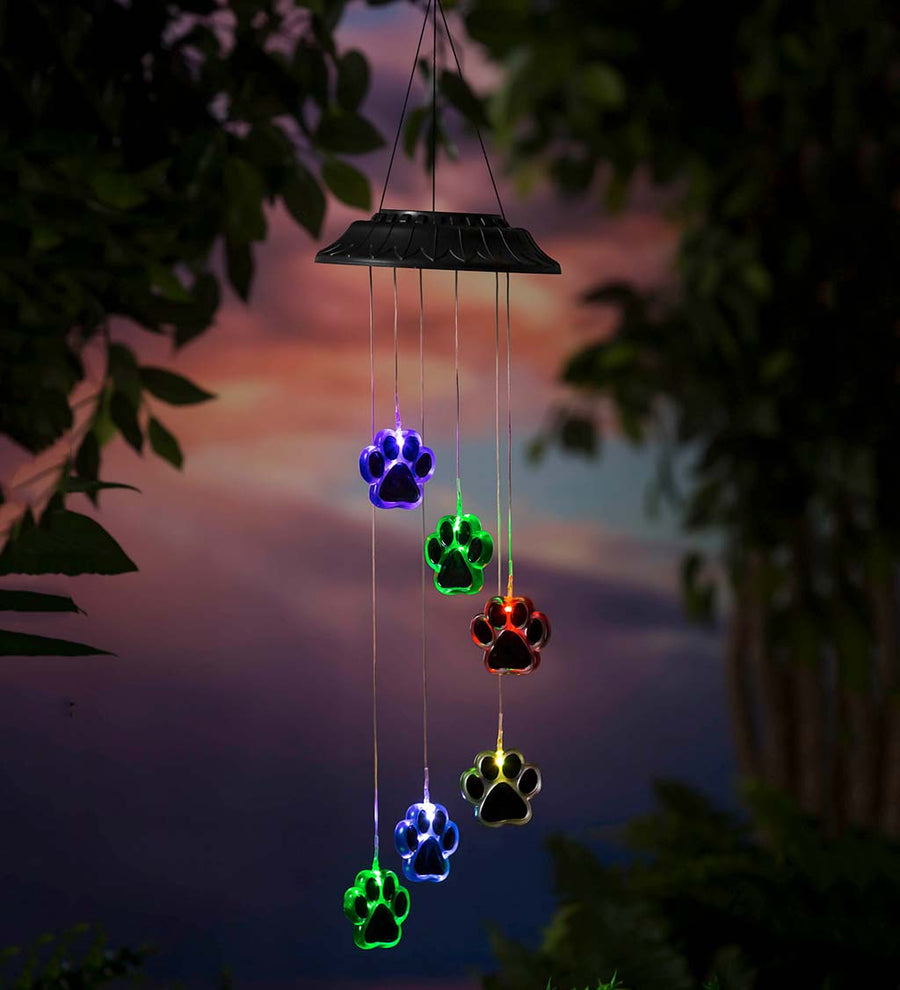 Paw Print Solar Wind Chime Light