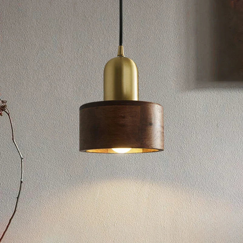 Pendant Light - Wooden Oak Copper Modern