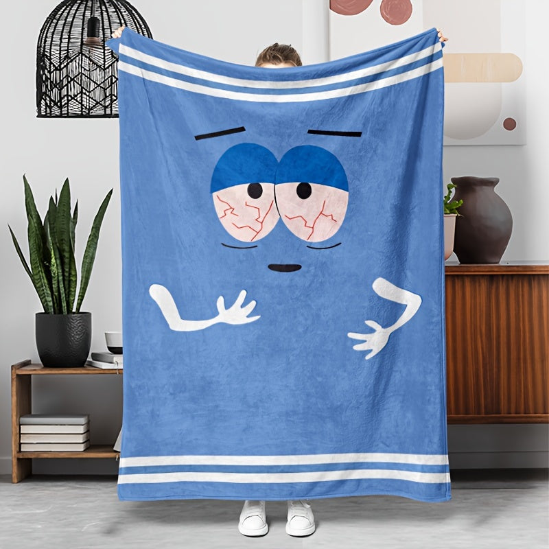 Glam Style Reversible Anime Flannel Blanket – Digital Print, Hypoallergenic, All-Season Knit Bedding – Polyester, Lightweight Gift for Sofa, Travel & Camping