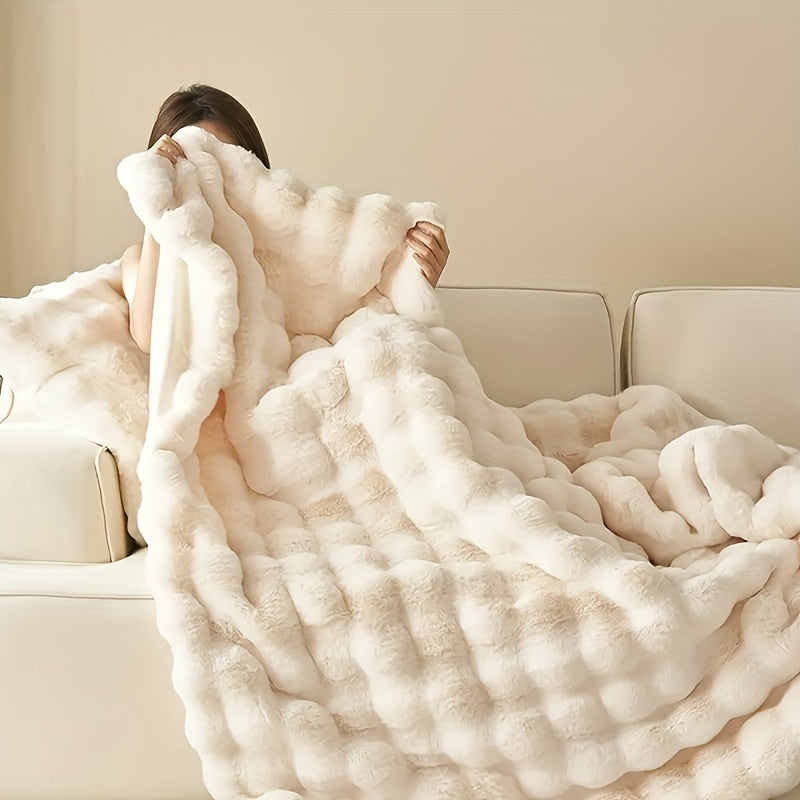 Rabbit Fleece Blanket – Soft Warm Blanket for Sofa, Bed, Office & Travel – Hypoallergenic & Tear-Resistant