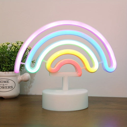RainbowGlow - Cute Rainbow Neon Light with Lamp Base