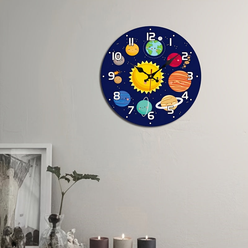 CosmicTime – Silent Solar System Wall Clock, Round Decorative Timepiece