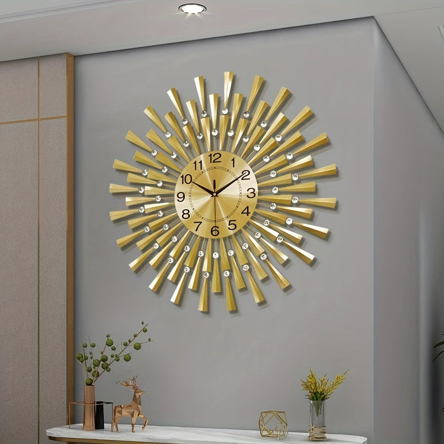 Large Modern Gold Wall Clock – Silent Operation for Living Room, Bedroom & Office