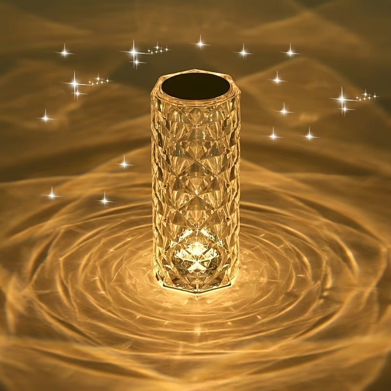 LumiCrystal - Crystal Diamond Desk Lamp with 3-Color LED Lighting