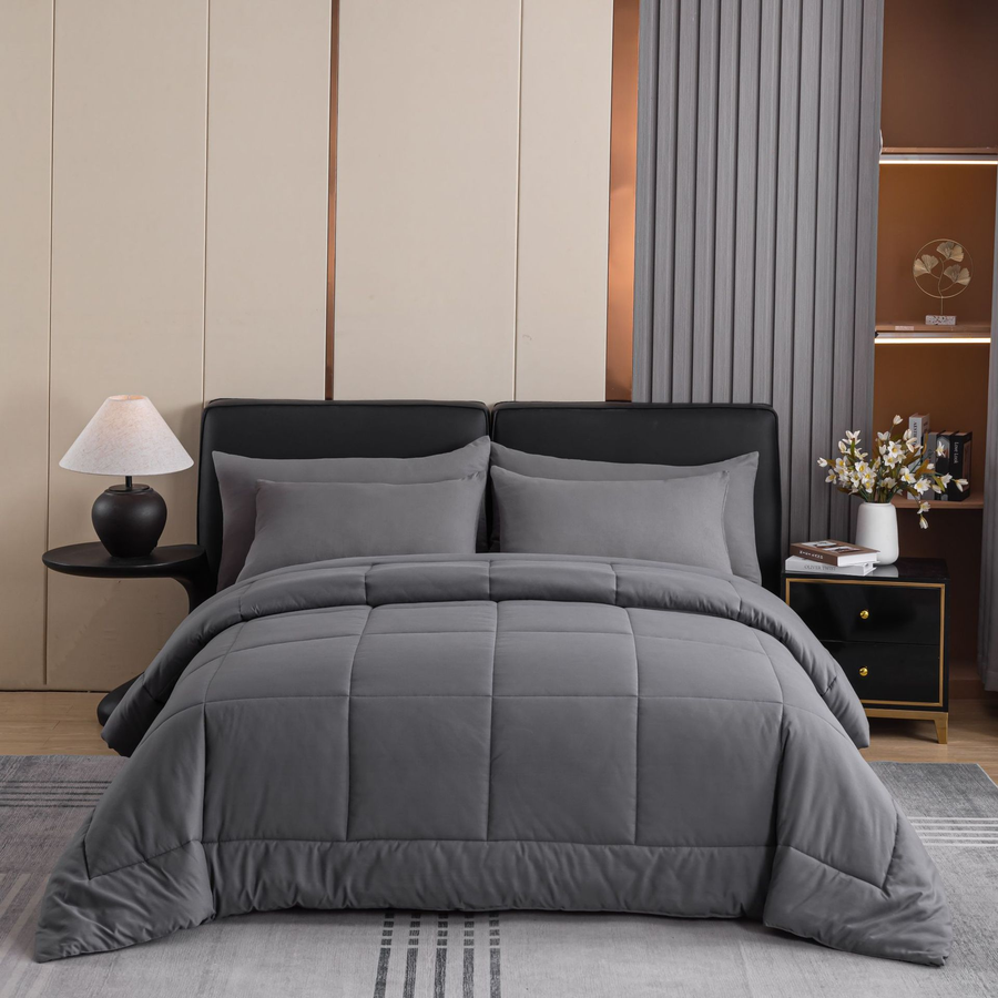 3-Piece Comforter Set (1 Duvet + 2 Pillowcases, No Insert) – Soft Breathable Box Stitch Quilt Hotel Quality Comforter, Machine Washable