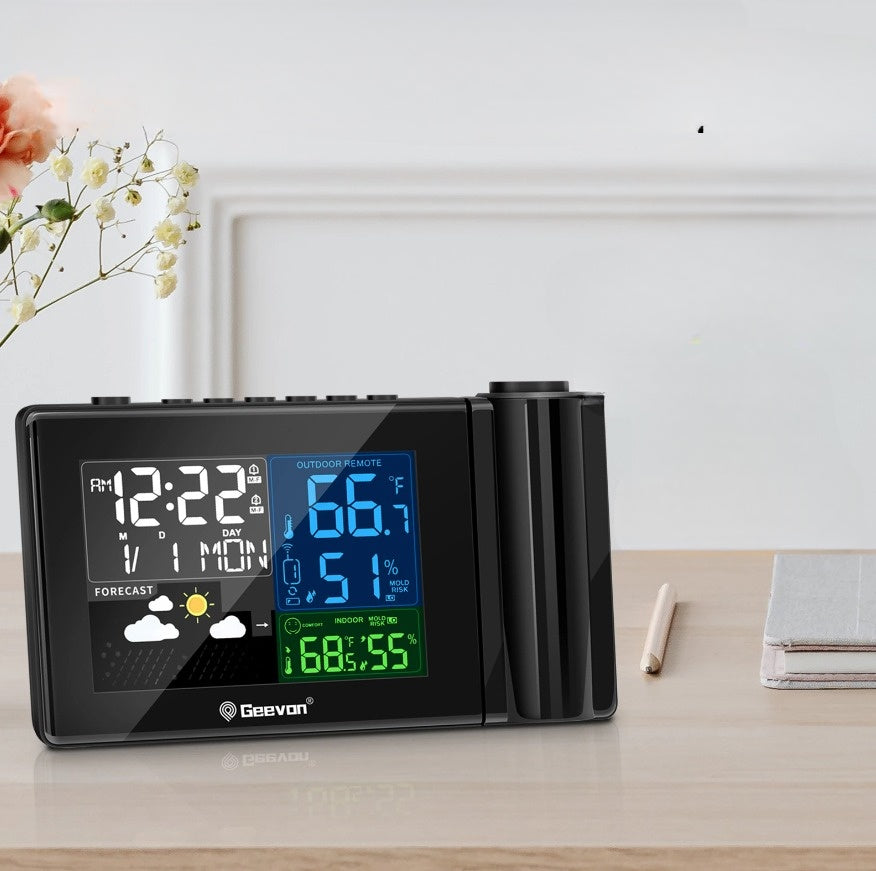 Geevon Weather Station Wall Clock with Projection and Temperature Display