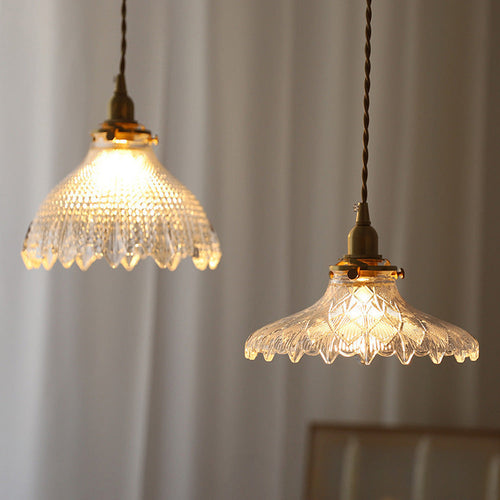 Mid-Century Vintage Glass Disc Pendant Light