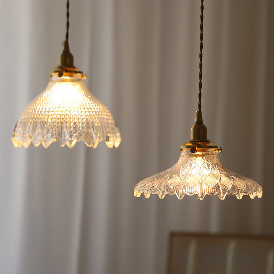 Mid-Century Vintage Glass Disc Pendant Light
