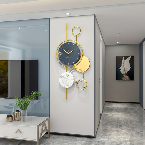 Modern Gold Metal Wall Clock – Silent Non-Ticking Clock with Unique Design for Living Room & Office