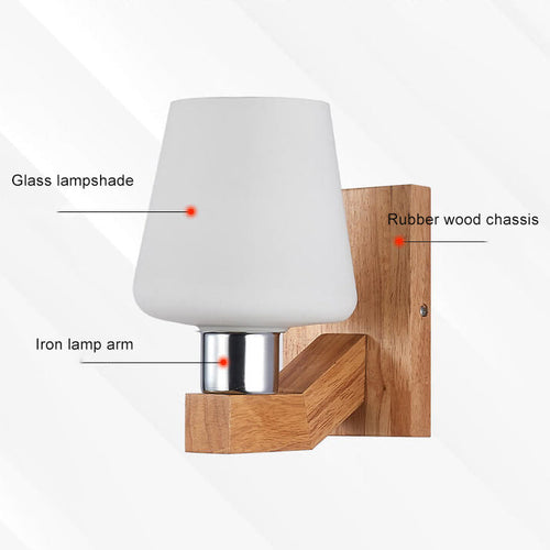 Nordic Minimalist Wall Light with Glass and Wood