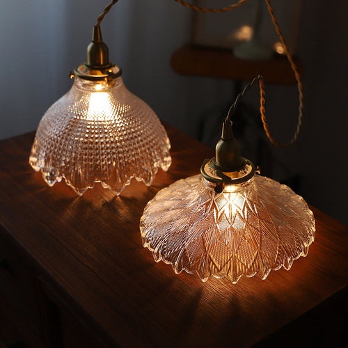 Mid-Century Vintage Glass Disc Pendant Light