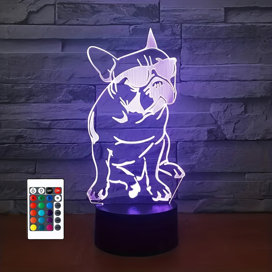 DecoBulldog - 3D French Bulldog Night Light with 16 Colors