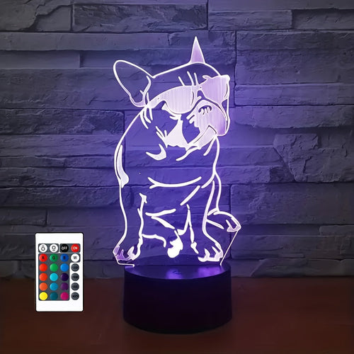 DecoBulldog - 3D French Bulldog Night Light with 16 Colors