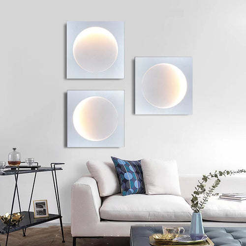 Elif - Modern Square Moon LED Wall Light - Indoor, White, Metal