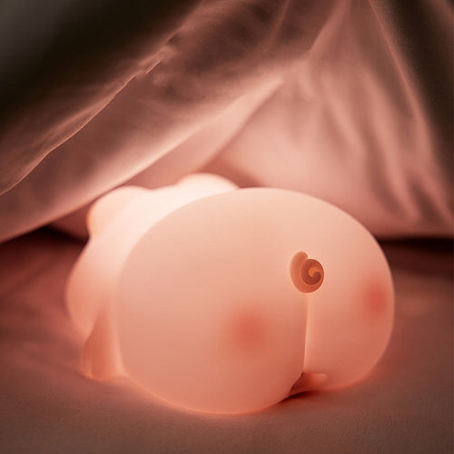 PiggyGlow - Cute Silicone Night Light, USB Rechargeable, Perfect Gift